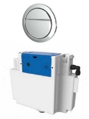 THOMAS DUDLEY VANTAGE CHROME DUAL FLUSH CONCEALED PNEUMATIC CISTERN with 73.5mm GEO BUTTON, 375353